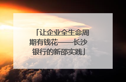 让企业全生命周期有钱花——长沙银行的新邵实践