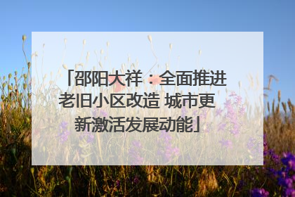 邵阳大祥：全面推进老旧小区改造 城市更新激活发展动能