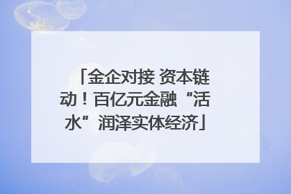 金企对接 资本链动！百亿元金融“活水”润泽实体经济