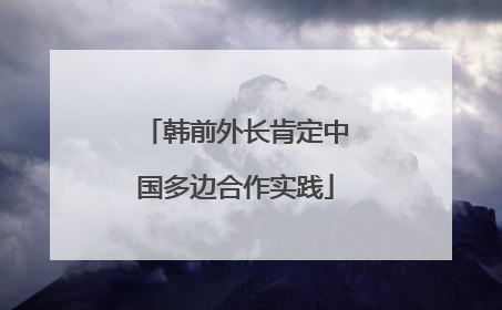 韩前外长肯定中国多边合作实践
