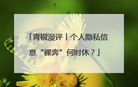 青椒漫评丨个人隐私信息“裸奔”何时休？