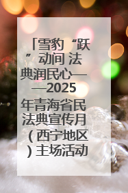 雪豹“跃”动间 法典润民心——2025年青海省民法典宣传月（西宁地区）主场活动见闻
