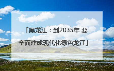 黑龙江：到2035年 要全面建成现代化绿色龙江